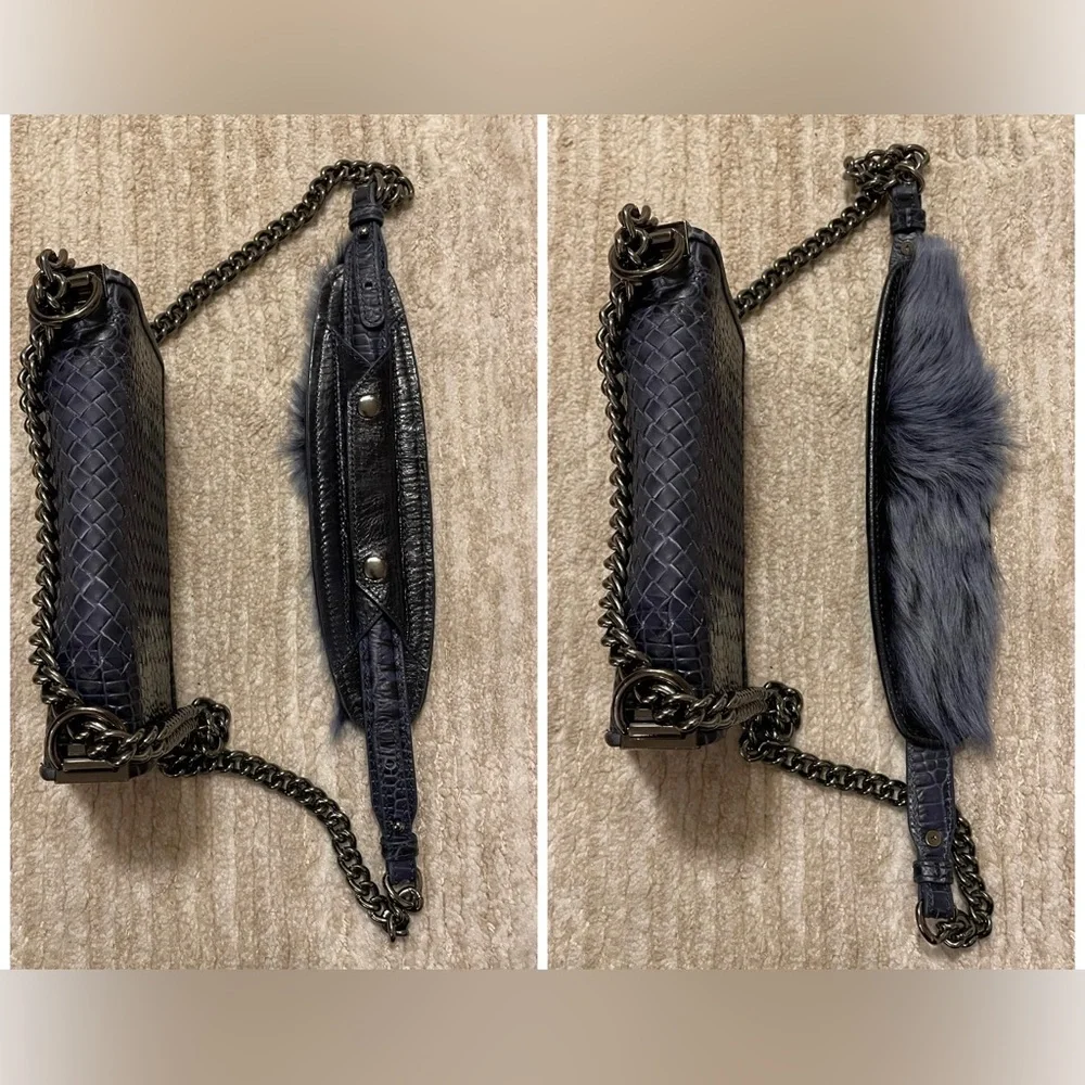 Sondra Roberts New York Blue Faux Croc Print Crossbody or Shoulder Bag or Clutch - Picture 14 of 16
